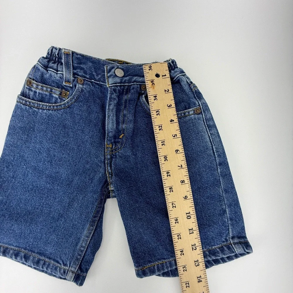 Vintage Levis 566 Kids Size 6 Loose Fit Denim Shorts Side Cinch NWT NOS Y2K